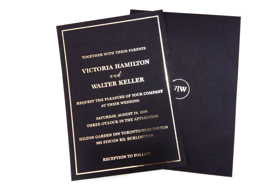Black and Gold Foil Wedding  Invitations