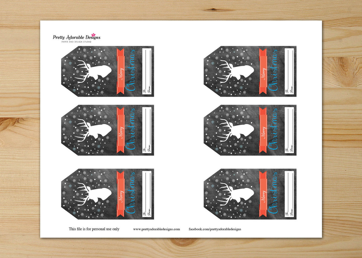 Printable Merry Christmas Deer Gift Tags Pretty Adorable Designs