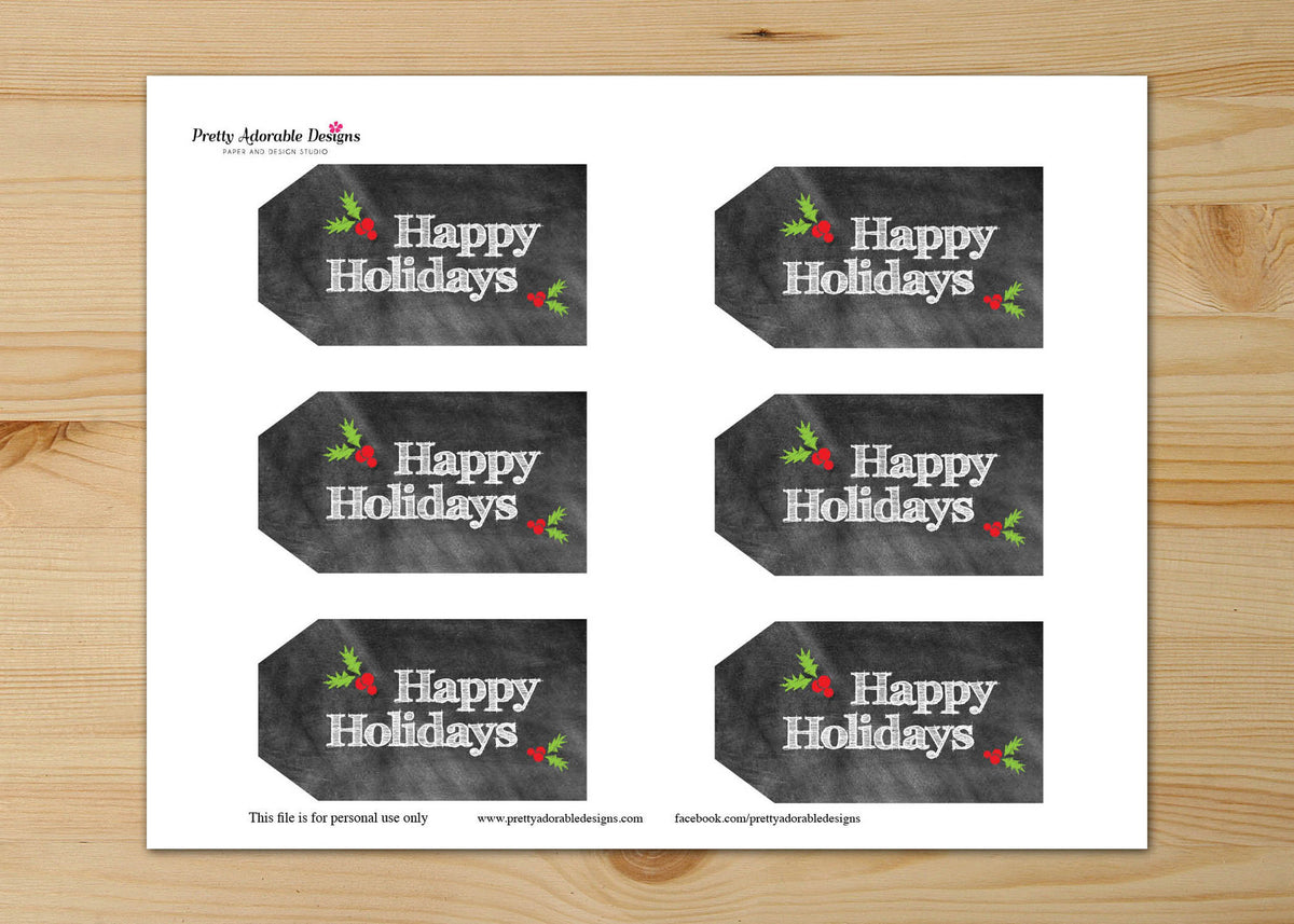 Happy Holidays Gift Tags Free Printable