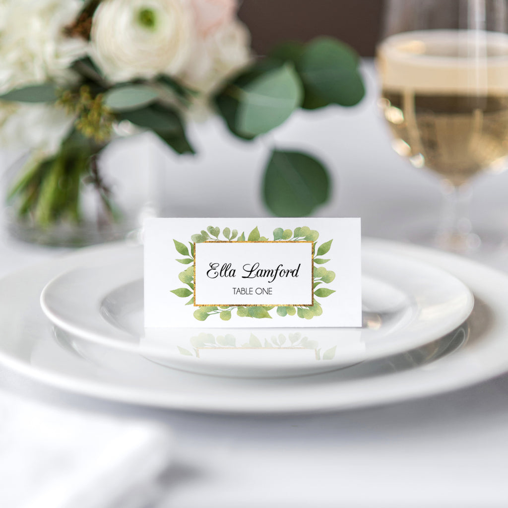 Greenery Folded Place Cards