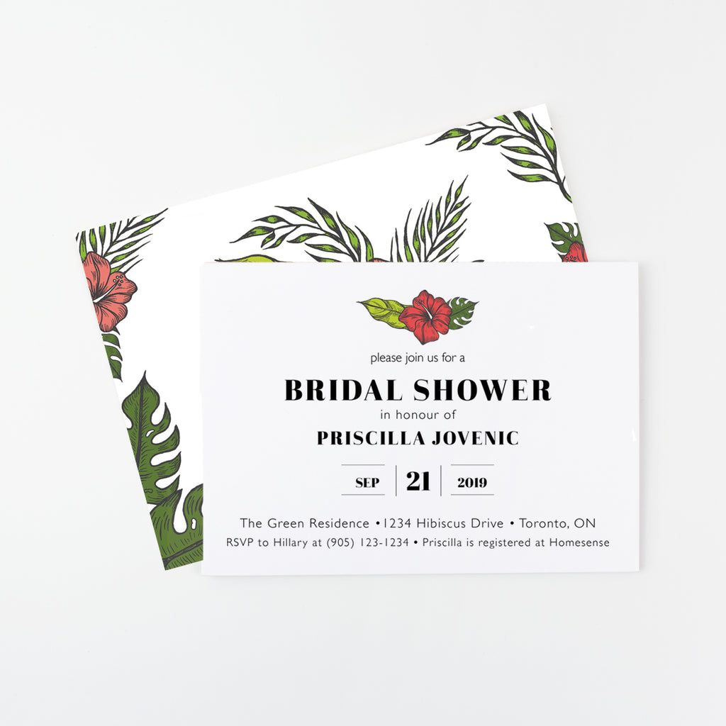 Tropical Hibiscus Bridal Shower Invites