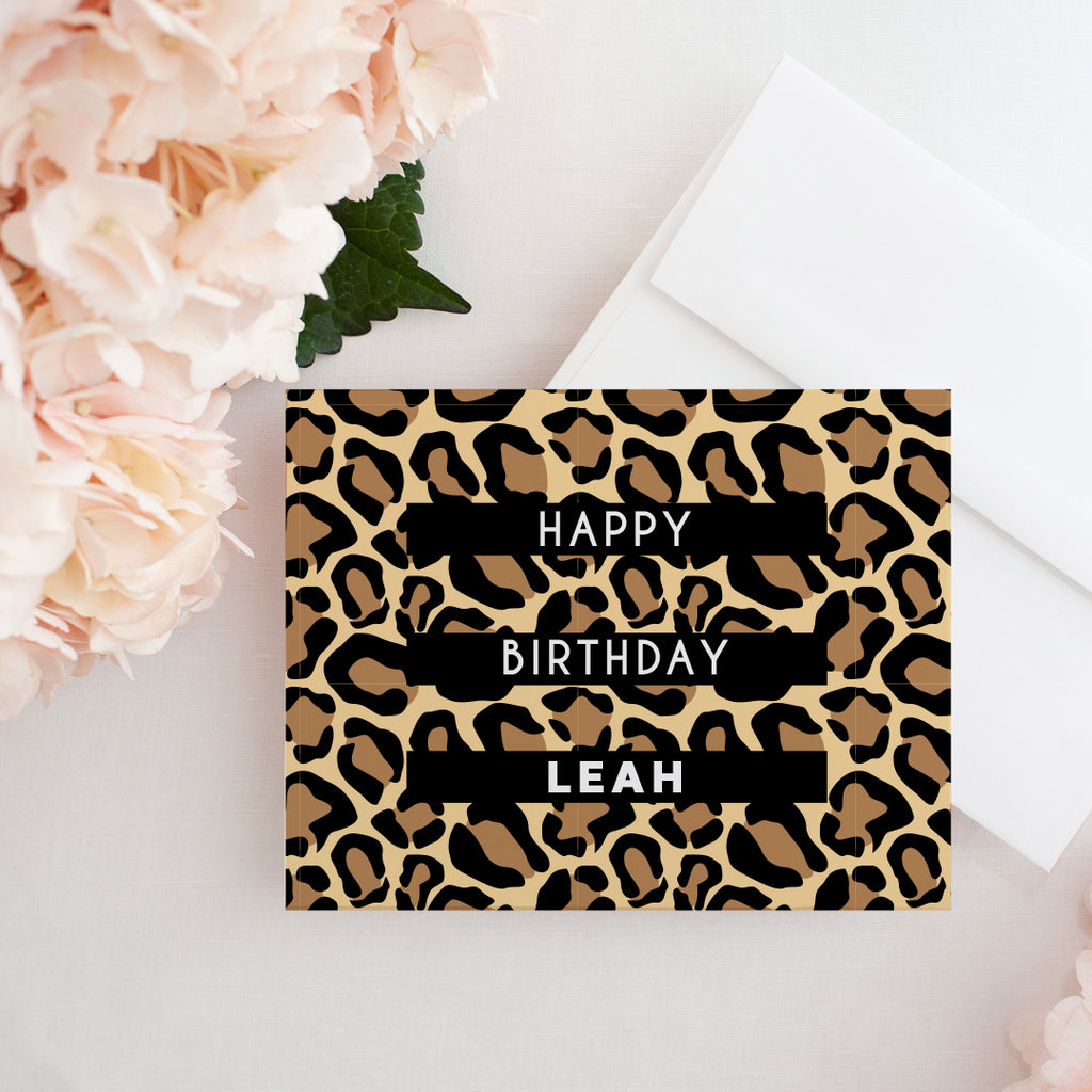 Custom Leopard Birthday Card