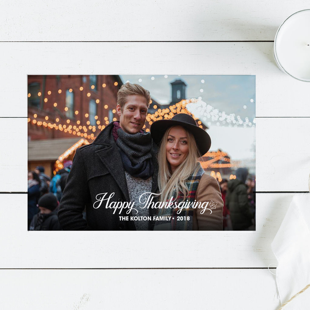 Happy Thanksgiving Script Photo Card