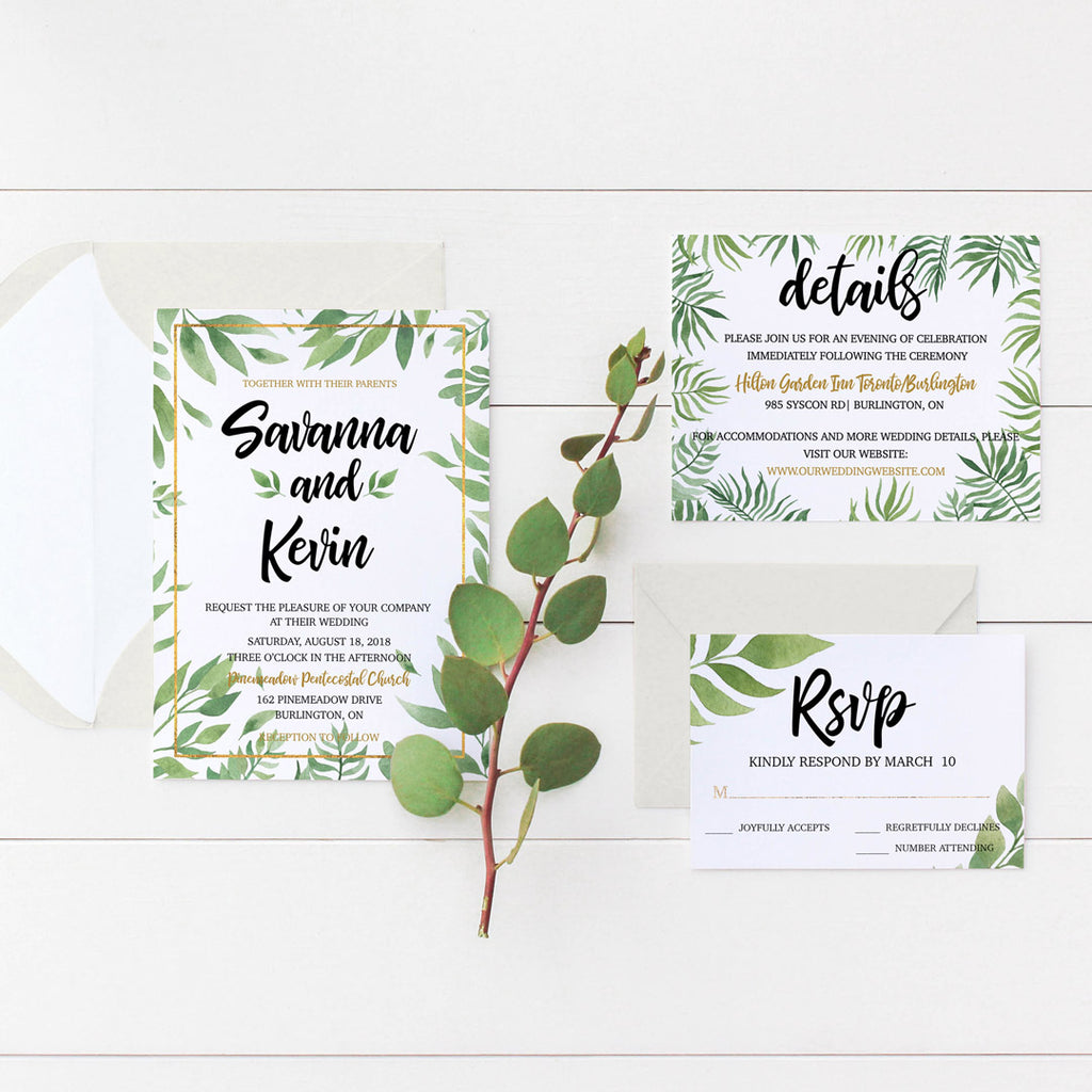 Tropical Leaves Gold Wedding Suite