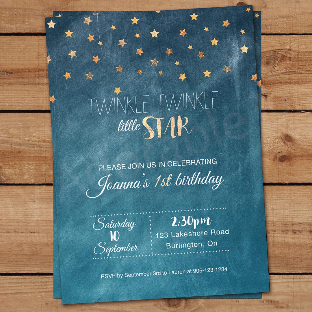 Twinkle Little Star Einladungskarten – 15 Stück Mit Blauen Umschlägen, 10x15 Cm, Für Babyparty
