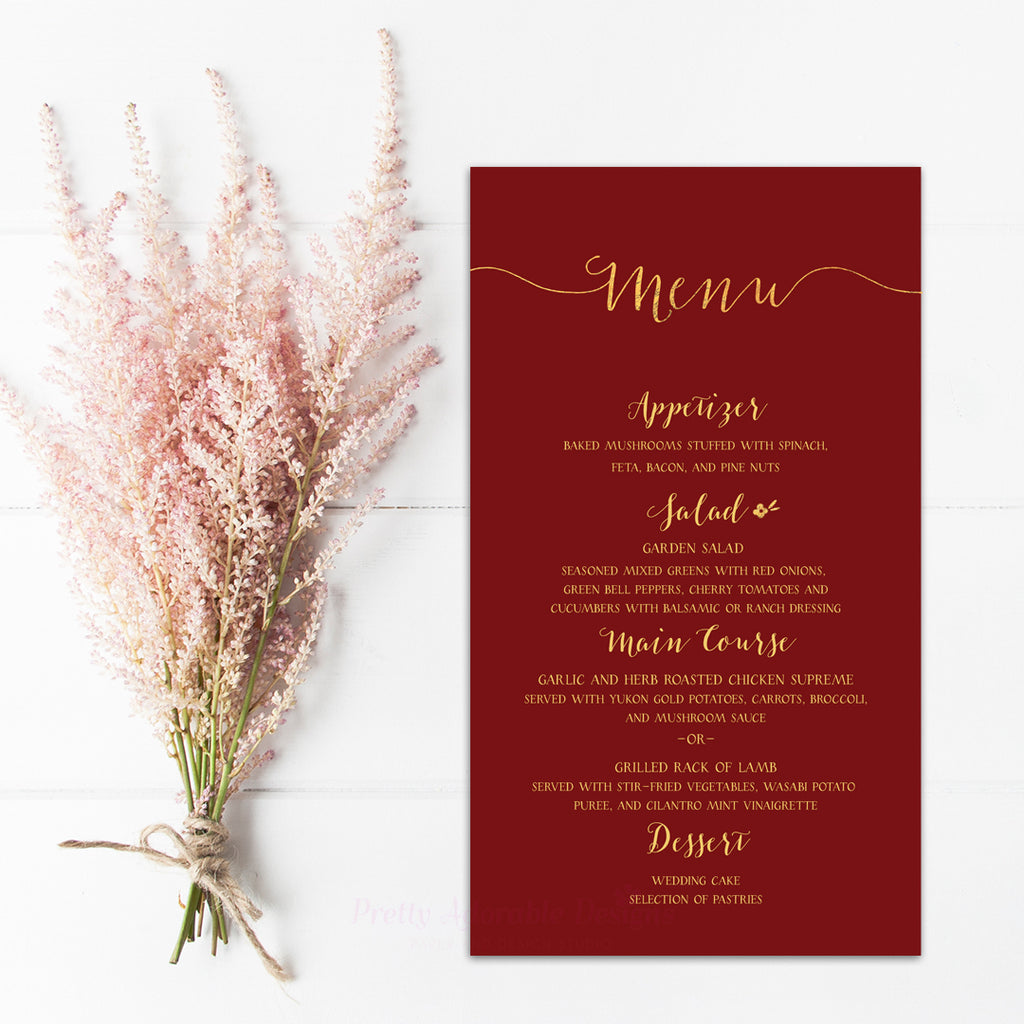 Red And Gold Menu