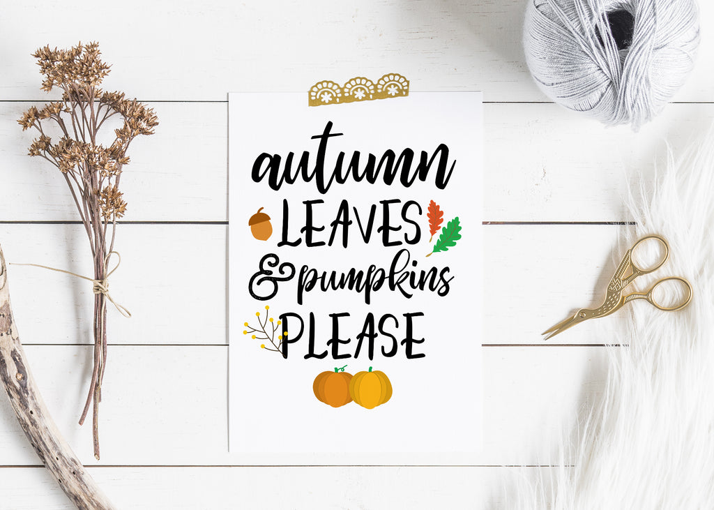 Autumn Leaves And Pumpkins Please Print