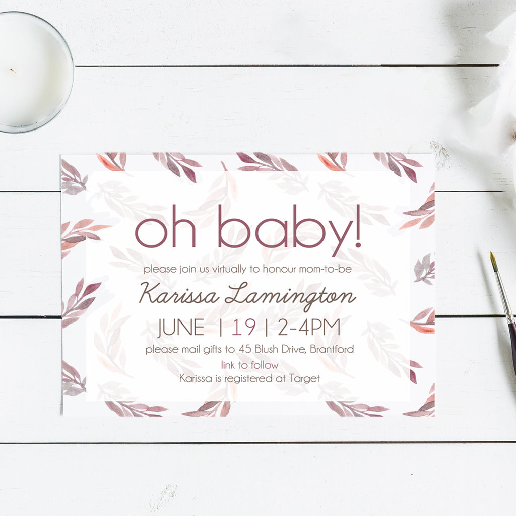 Virtual Boho Baby Shower Invites