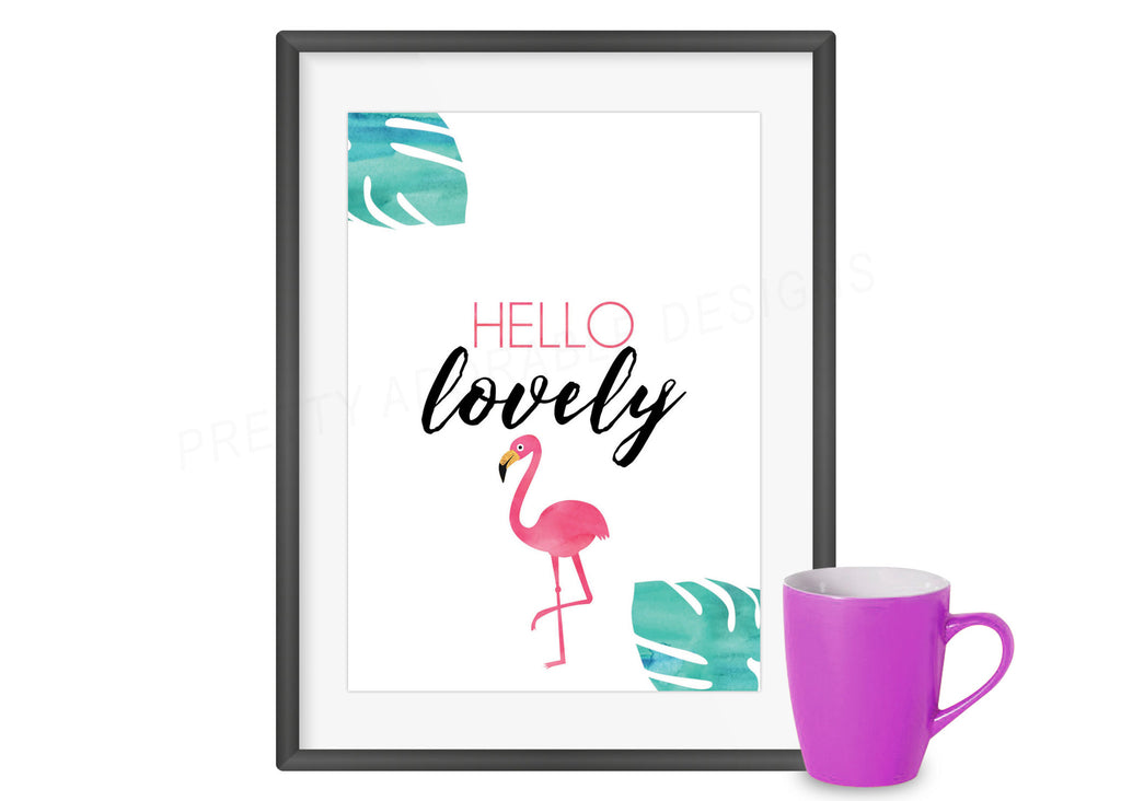 Hello Lovely Flamingo Art  Print