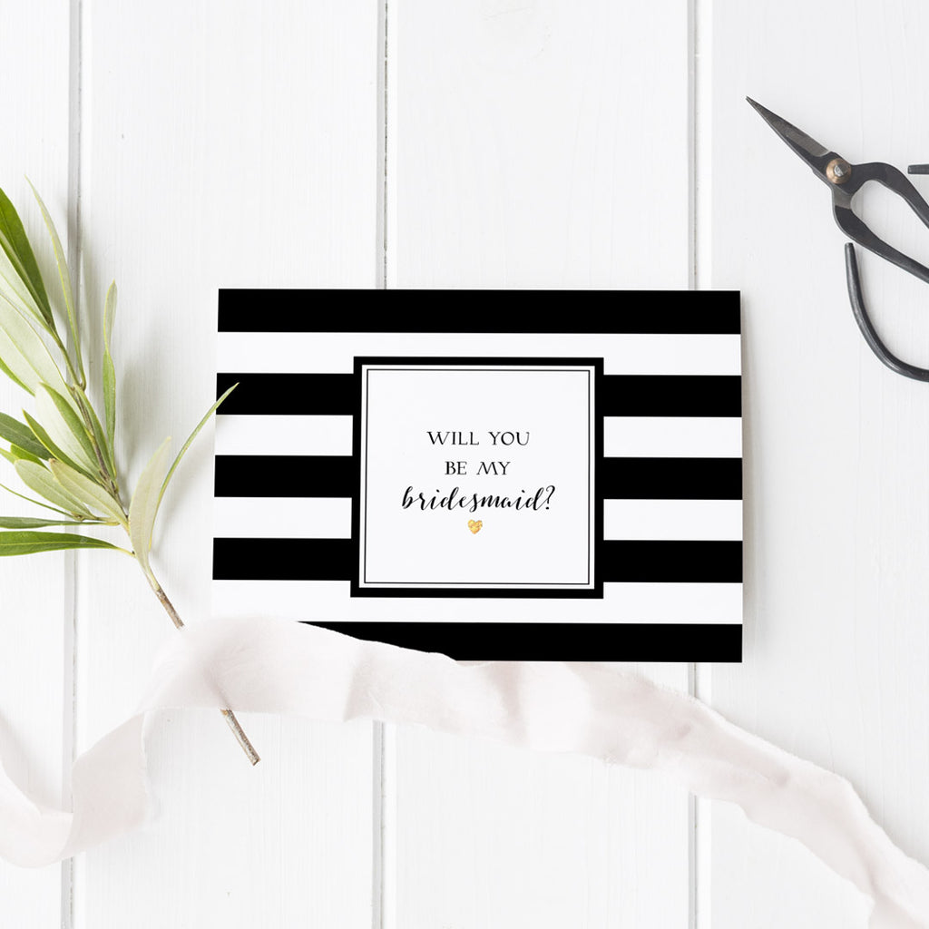 Will You Be My Bridesmaid Striped Cards