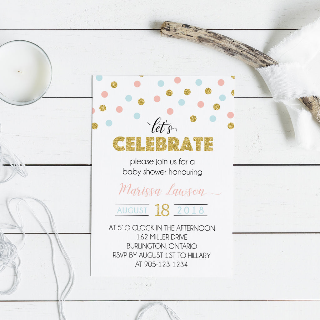 Custom Confetti Baby Shower Invitations