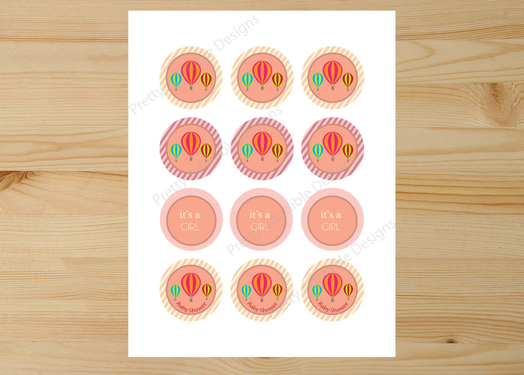 Hot Air Balloon Printable Baby Shower Cupcake Toppers
