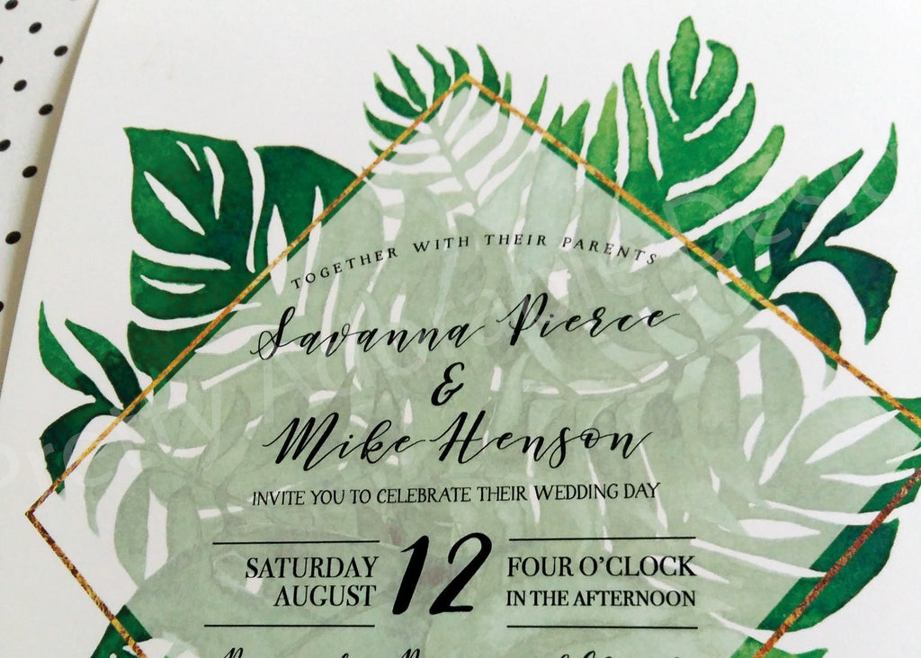 Tropical Leaves Wedding Invitations Image 2
