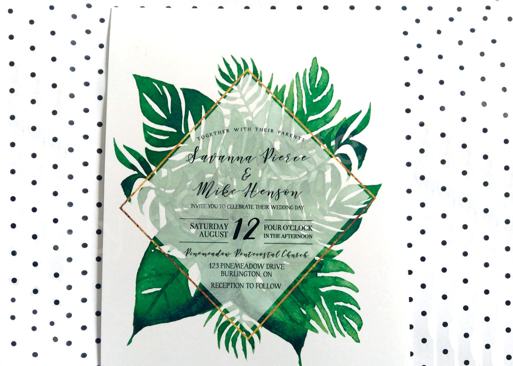 Tropical Leaves Wedding Invitations Image1
