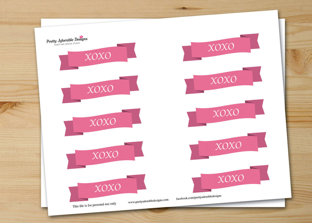 Valentines Day Banner Cupcake Banners: XOXO
